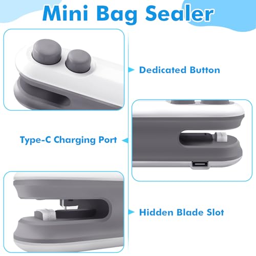 Tiefenets 2-in-1 Mini Bag Sealer & Cutter Portable USB Rechargeable Food Saver