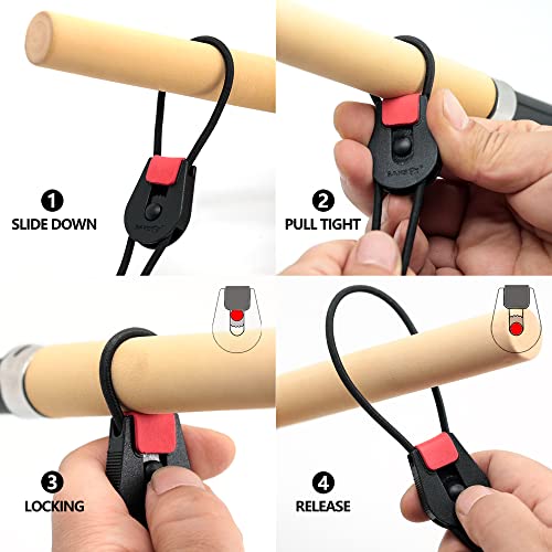 SAMSFX 8-Pack Stretchy Fishing Rod Tie Wraps - 7 Color Adjustable Rod Straps
