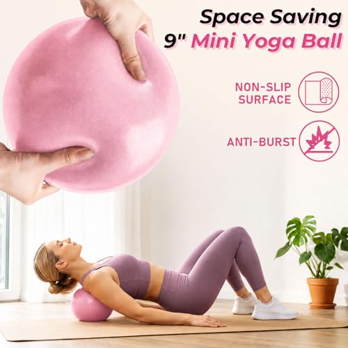 Home Pilates Kit - All-in-One Equipment Set with 14.5" Ring & Ball - Soft Pink