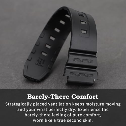 Silicone Replacement Strap for Casio G-Shock Watches - Black/Black Buckle