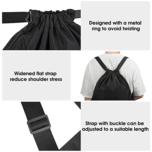 Drawstring Backpack with Shoe Compartment - Water-Resistant Gym Bag