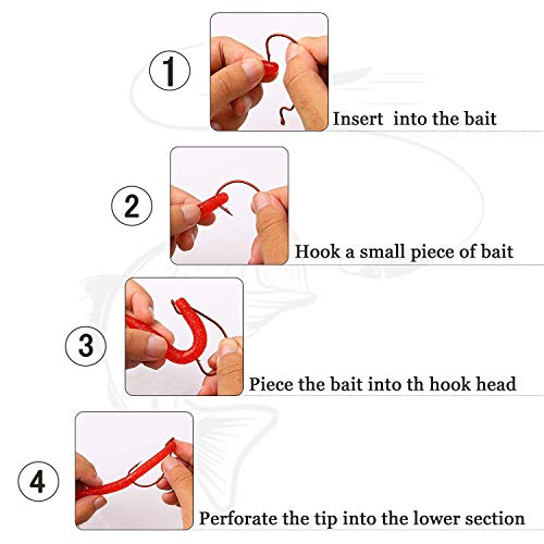 Bass Fishing Hooks Kit - 50pcs 2X Strong Offset EWG Worm Hooks