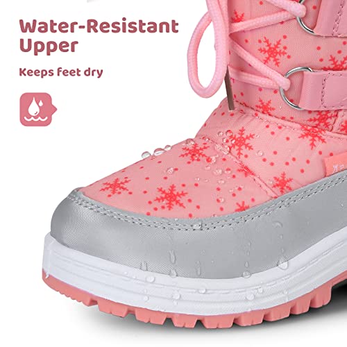 Apakowa Kids Girls Insulated Fur Winter Snow Boots Toddler Pink 10