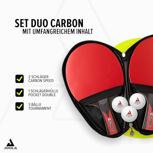 JOOLA Duo Carbon Table Tennis Paddles Set with 3-Star Balls & Carrying Case