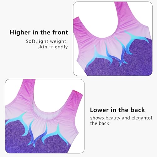 Shiny Girls Gymnastics Leotard - Ballet Outfit for Toddlers - Pink Purple Flame