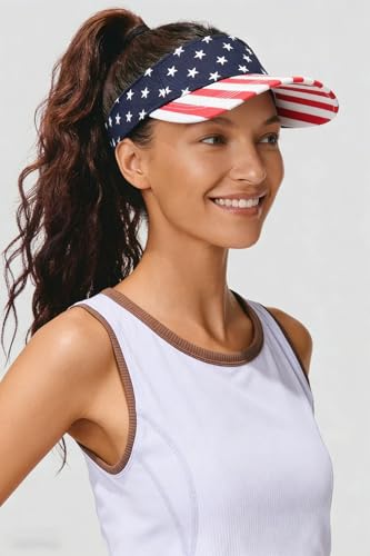 4th of July American Flag Sun Visor Hat for Women - Medium