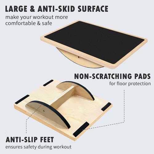 Wooden Balance Board for Adults - Professional Wobble Board