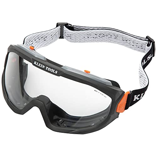 Klein Tools 60479 Safety Goggles, Clear Lens PPE Eye Protection, Anti-Fog, Scratch-Resistant, UV Protection, Adjustable Vents