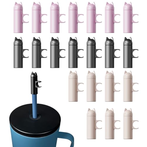21Pcs 8mm Straw Toppers for Tumblers - Cute Cat Design