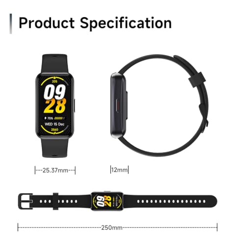 USMECBL Black Fitness Tracker with Heart Rate, SpO2, Sleep Monitor & 1.47” OLED