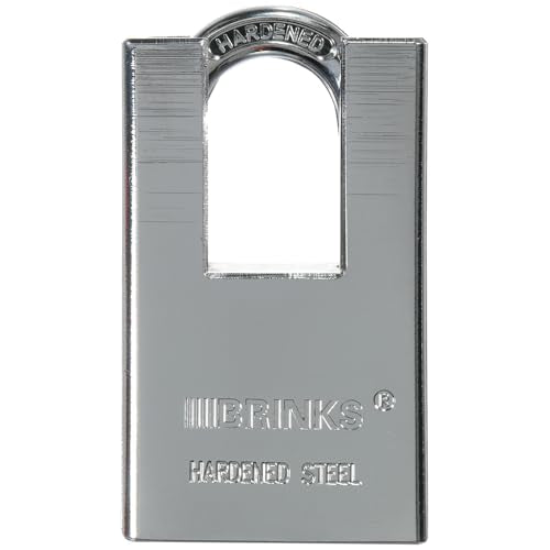 BRINKS 44mm Shrouded Padlock ? Hardened Steel Shackle, Dual Ball Locking Mechanism, Brass Pin Tumbler Cylinder, High Security for Industrial & Business Use