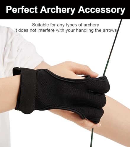 Three-Finger Archery Glove - Leather Finger Protector - Small