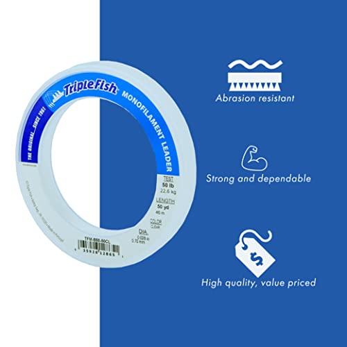 Monofilament Fishing Leader - Clear, 25 lb Test, 50 yd
