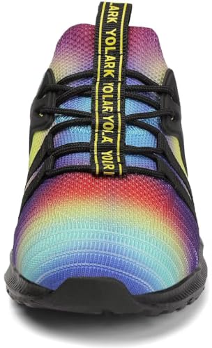 YOLARK Kids Sneakers - Lightweight Boys Girls Tennis Shoes, 4 Big Kid Rainbow