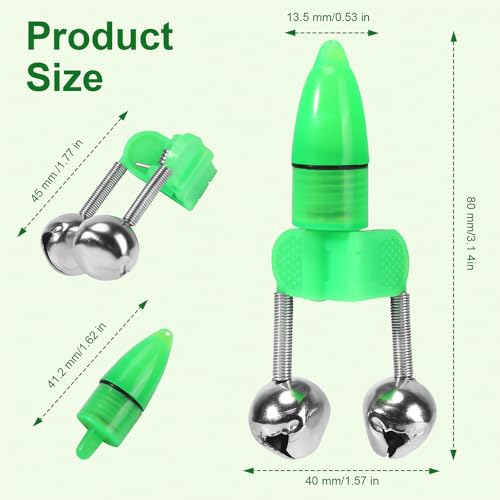 25 PCS Fishing Rod Bells with Tip up Lights, Dual Bite Alarms for