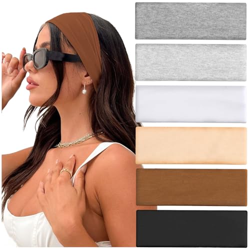 Non-Slip Workout Headbands for Women - 6 Pack, Neutral Colors