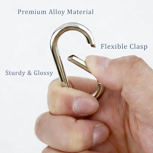 GIYAWA 4Pcs Silver Oval Spring Ring Clips Carabiner Key Rings for Bags & Crafts