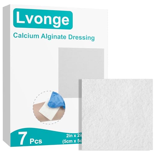 Calcium Alginate Wound Dressing Pads - 2x2 Inch, 7 Count