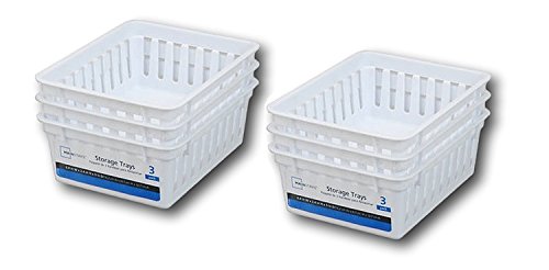 Square Mini Storage Trays - 6 Pack, White, BPA-Free Plastic