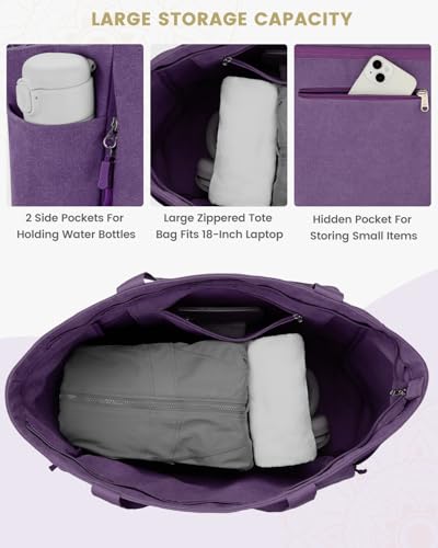 Yoga Mat Bag with Zipper Carrier - Purple, X-Large