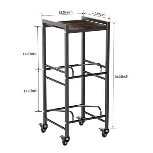 2 Tiers Water Rack Top Storage Shelf with 4 Wheels - Space Saving Dispenser Stand 5 Gallon Water Storage Rack Bottle Jug Holder Organizer/Lockable&Removable Casters/Kitchen Office Garage