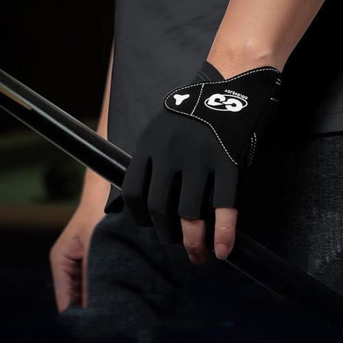 Wnddle Black Medium Left Hand Billiard Pool Glove 3-Finger for Stable Shots