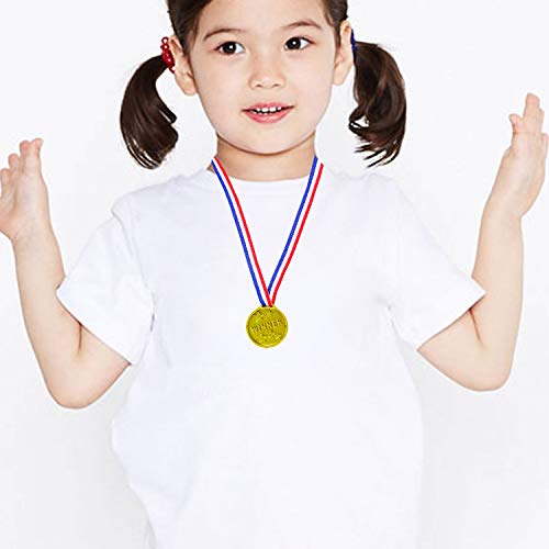 24PCS Gold Plastic Winner Award Medals for Parties & Sports