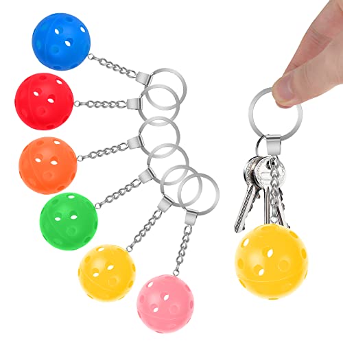 Pickleball Keychain Set - 6 Pack Multicolored Sports Bag Charms