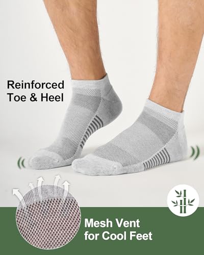 Large Grey Bamboo Men's Ankle Socks - 6/8 Pairs Running & Athletic Socks