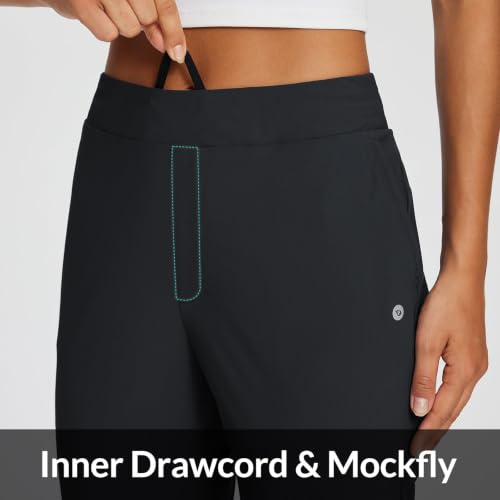 Lightweight Stretch Travel Pants with Zip Pockets - Large/Black