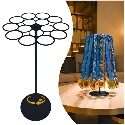 360° Rotating Medal Display Stand - Holds 45+ Medals - Black