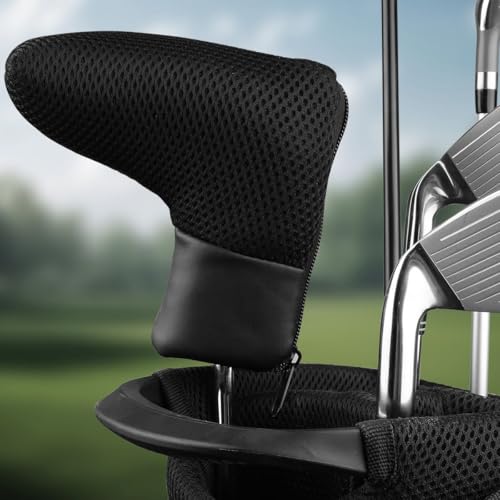 Mesh Blade Golf Putter Head Cover with Zipper - Black