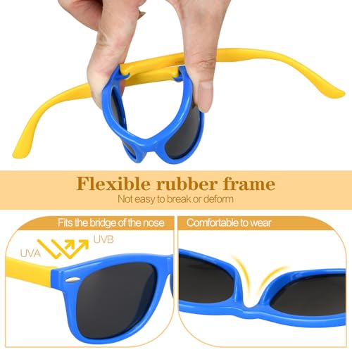 Kids Polarized Sunglasses with UV Protection - 2pcs Black