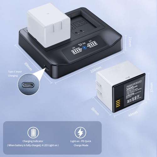 3 Count Rechargeable Camera Batteries with LCD PD Dual Charger for Arlo Pro & Pro 2