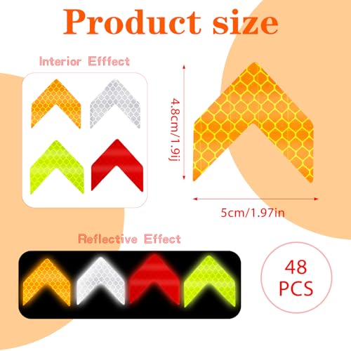 48-Piece Reflective Arrow Safety Stickers - Waterproof High-Visibility Decals