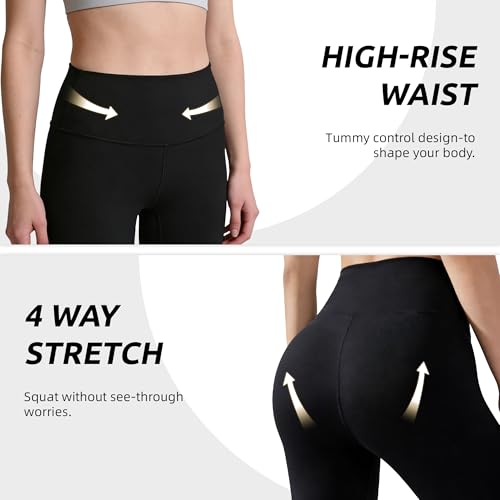 High Waisted Capri Leggings with Pockets - Black, Large-X-Large