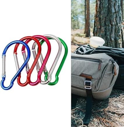 Set of 5 Heavy-Duty 4" Aluminum Carabiner Clips for Outdoor Gear