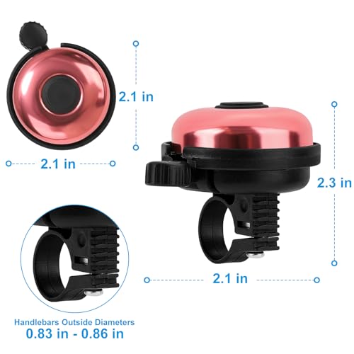 Aluminum Bicycle Bell - Loud Crisp Sound - Light Pink - 2 Pack