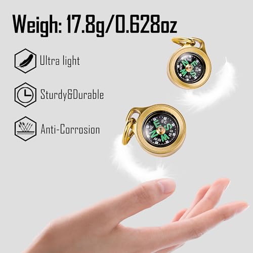 MecArmy Mini Compass CMP-Brass Waterproof Titanium & Brass Pocket Navigation Tool for Hiking & Survival