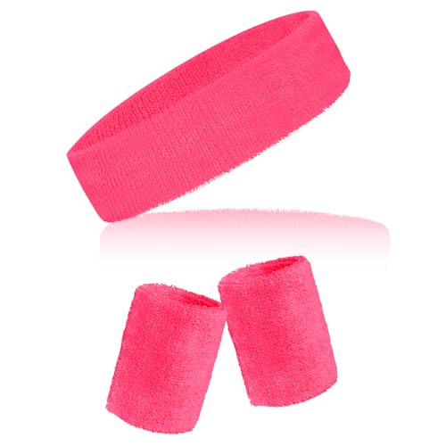 Wicking Sweat Headband & Wristbands Set - Pink