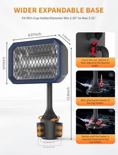 PUTTLAZR 48V Electric Golf Cart Heater with 360° Rotatable Head, Safe & Fast Carbon Fiber Heating
