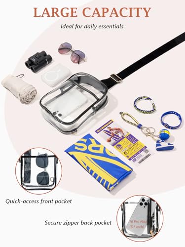 Clear Crossbody Sling Purse for Stadium Events – 12x6x12