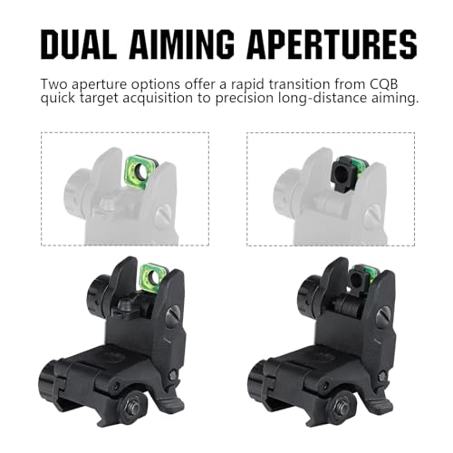 Flip Up Polymer Backup Sights with Fiber Optics - Black
