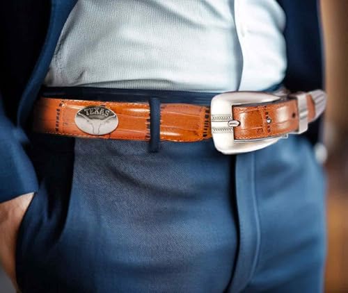 Texas Longhorns Crocodile Tip Leather Concho Belt - 42