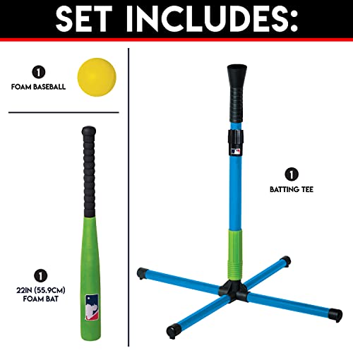 XT Batting Tee Set - Adjustable Height, Blue with Foam Bat & Ball