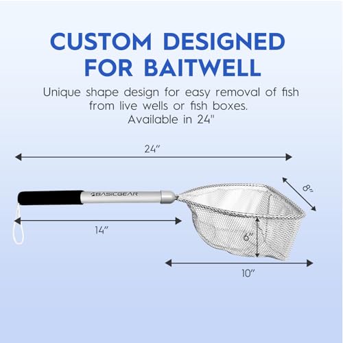 BasicGear® Medium Baitwell Landing Net - Ultra-Light Float Design, 8x6 Inch Hoop