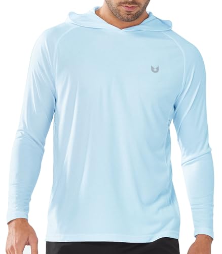 Men's UPF 50+ Sun Hoodie Long Sleeve Fishing Shirt - Lightweight, Quick Dry, Moisture Wicking