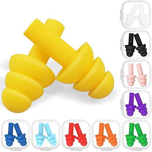 10 Pairs Reusable Silicone Swimming Earplugs with Case