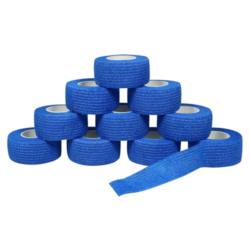 Self-Adhesive Elastic Bandage Wrap - 10PCS 1in x 14.7ft Blue