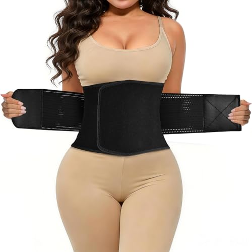 LKV Waist Trainer for Women Medium Black Belly Fat Sweat Band for Stomach